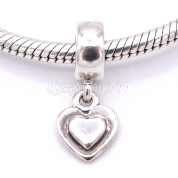 Authentic PANDORA Silver Heart Dangle - Picture 1 of 12